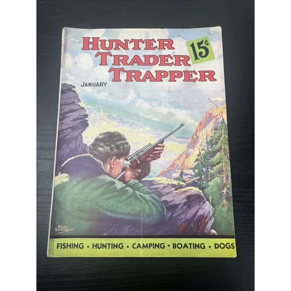 Hunter Trader Trapper January 1937 Fishing Dogs Boating Vintage Magazine